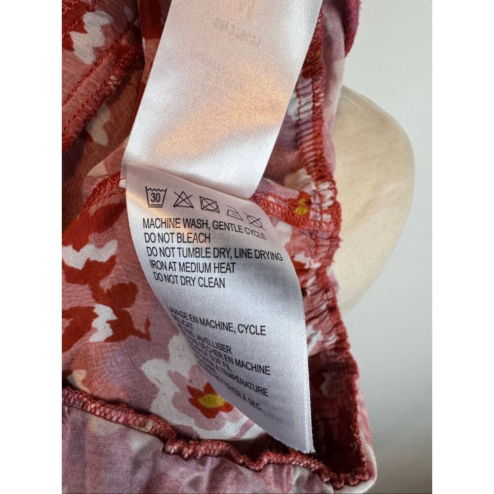 FARM Rio M Floral Puff Sleeve Bodysuit Red Boho Ruffle V-Neck Anthropologie - Picture 10 of 12